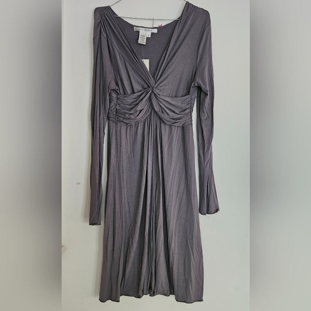 NEW!Max Studio Women Viscose Stretch V-Neck Waist Strap Fit & Flare Dress Size M